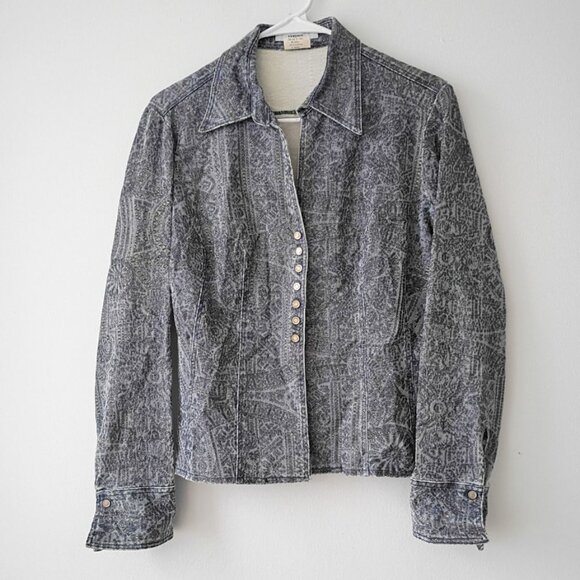 Vertigo Paris Designer Denim Jacket & Flared Pants Set – Grey Metallic Size M - Picture 2 of 12